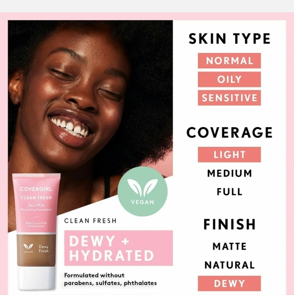 COVERGIRL Clean Fresh Skin Milk Dewy Finish Vegan Foundation #590 Tan/Rich - Picture 4 of 8